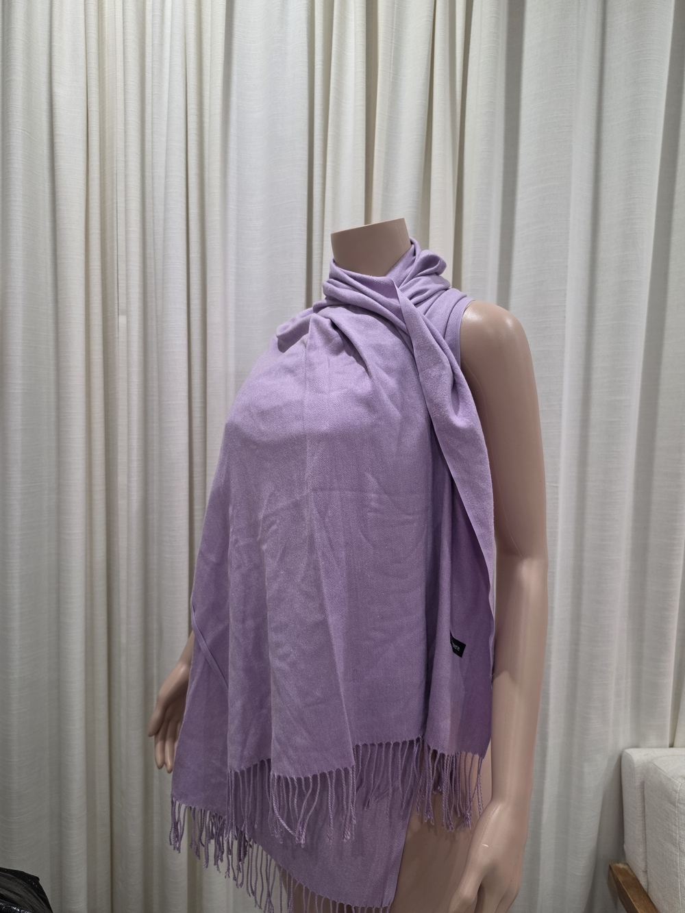 Oversized Cashmere Lavender Lilac Scarf Wrap Shawl Fringe